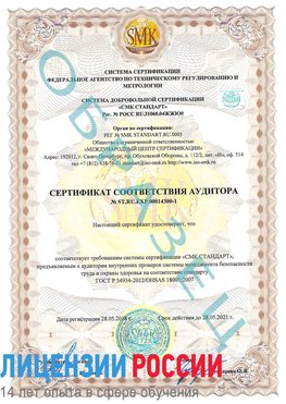 Образец сертификата соответствия аудитора №ST.RU.EXP.00014300-1 Еманжелинск Сертификат OHSAS 18001